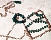 FANTASY NECKLACE solid copper, sterling silver, genuine emerald, silverd rose gold