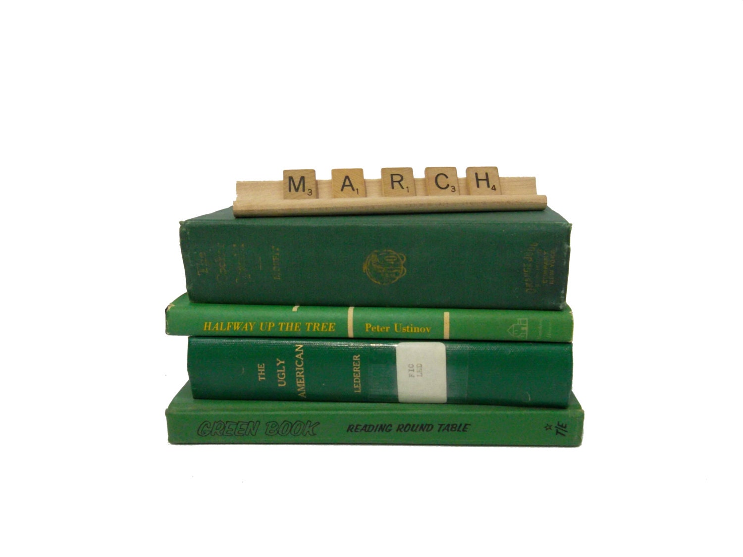 ST. PATRICK'S DAY Vintage Books / Kelly Green March Spring Book Decor Collection - FoxburrowVintage