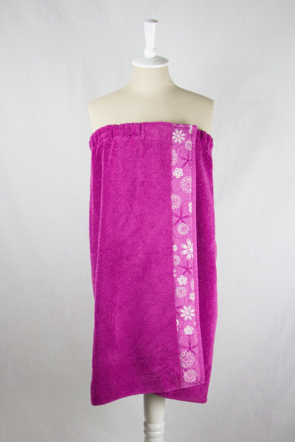 Fuchsia Floral Towel Wrap College Dorm by ElsieRaeBoutique