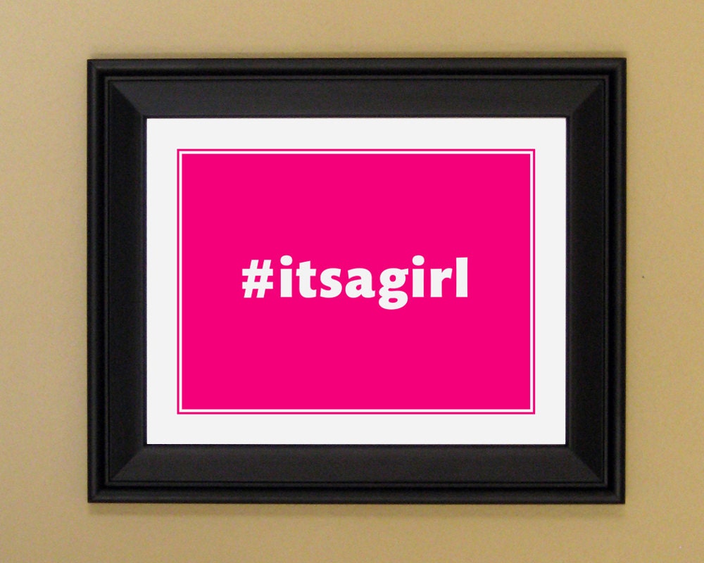 Baby Girl Gift - Nursery Decor - New Mom Present - Customize Your Colors - Hashtag Art Print - 11 x 14