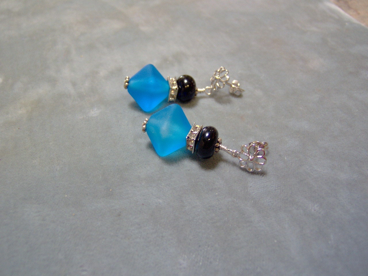 Lampwork Post Earrings - Artisan Lampwork Beaded Earrings - Sterling Silver