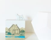 Small landscape painting with its very own doggie