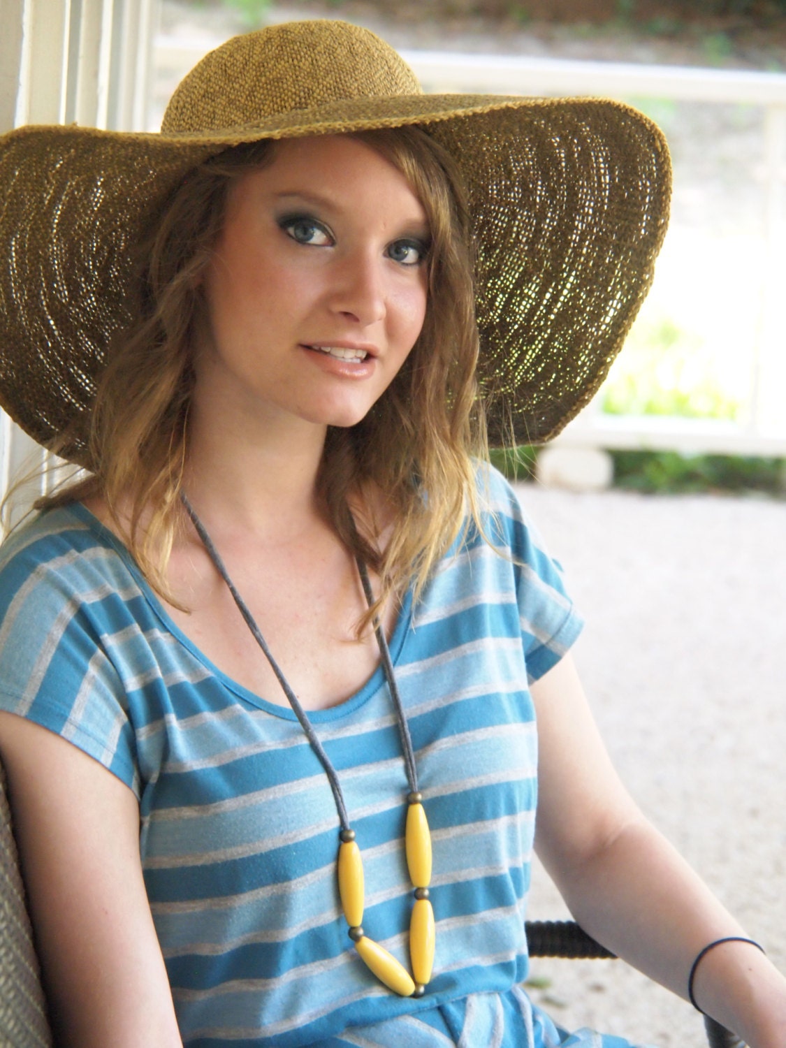 dandelion yellow, brass & grey cotton jersey necklace