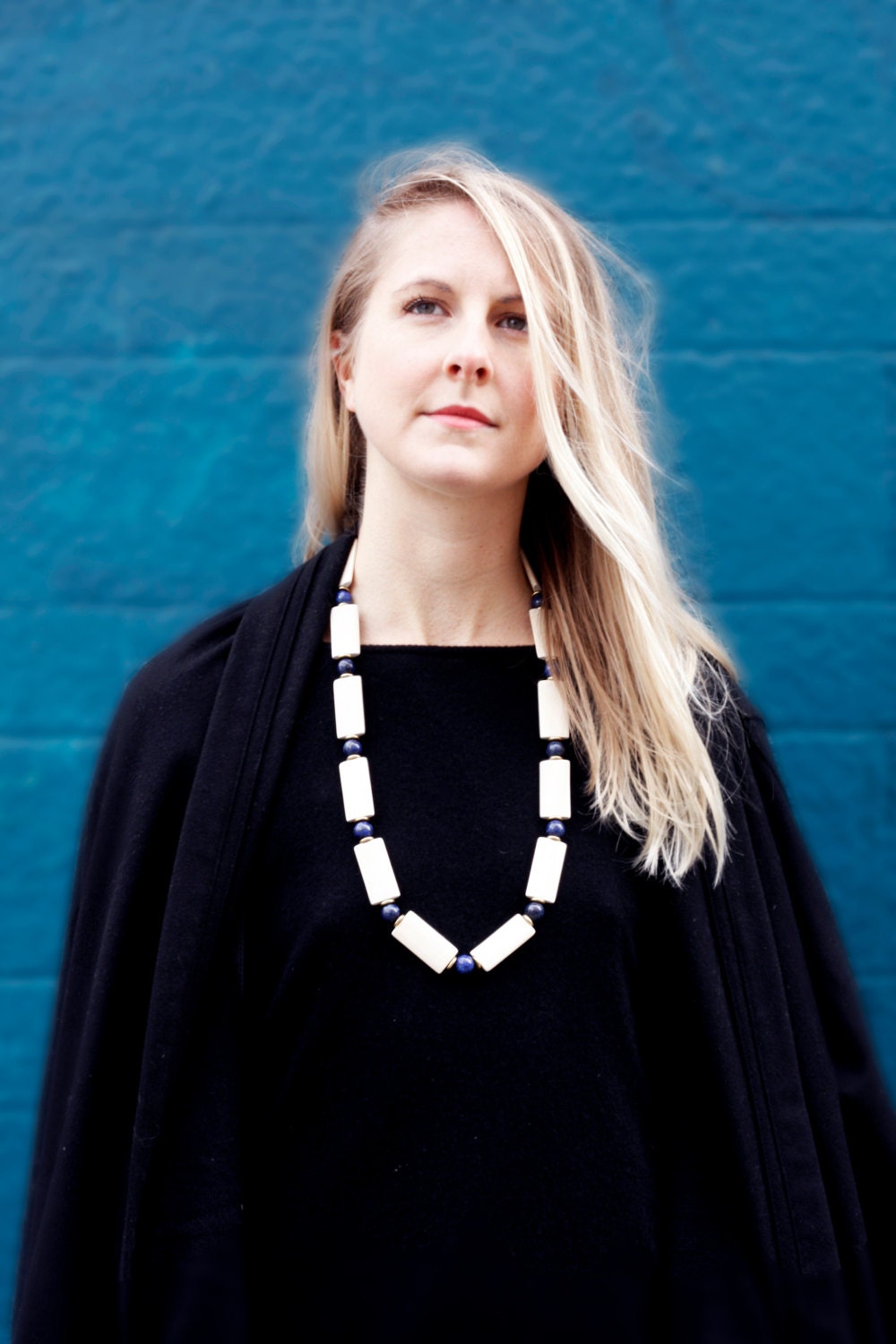 Wood & Lapis Statement Necklace