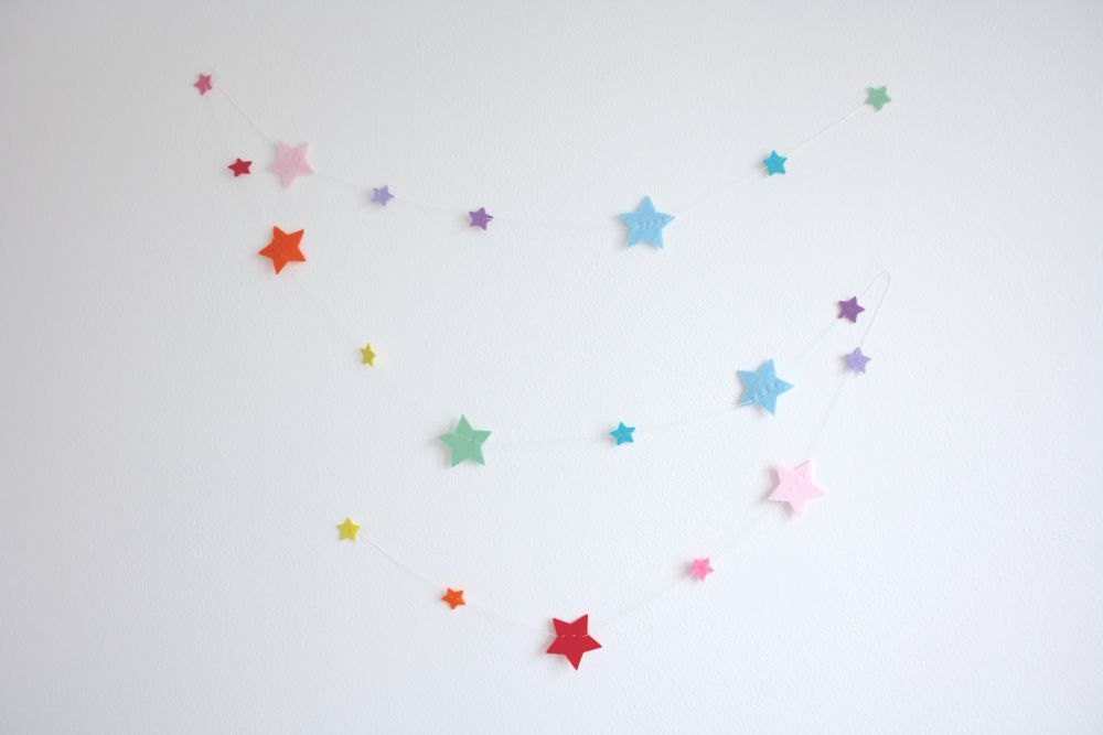 Rainbow Star Garland - Nursery Decor - Nursery Kids Decor - Felt Party Banner