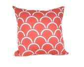 Cushion cover Arches design. White design on coral Linen/Cotton 42cm x 42cm