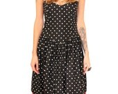 SALE / Vintage Dress / Strapless / Black and White / Polka Dots / Red Bow / Retro / Formal / Party Dress / Womens Clothing / Gunne Sax