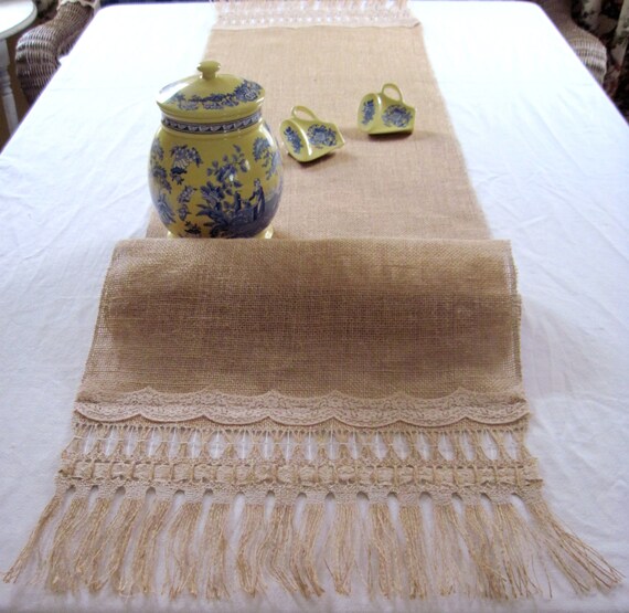 15 X 72 Handmade burlap table runner by HTArtcraftAndVintage