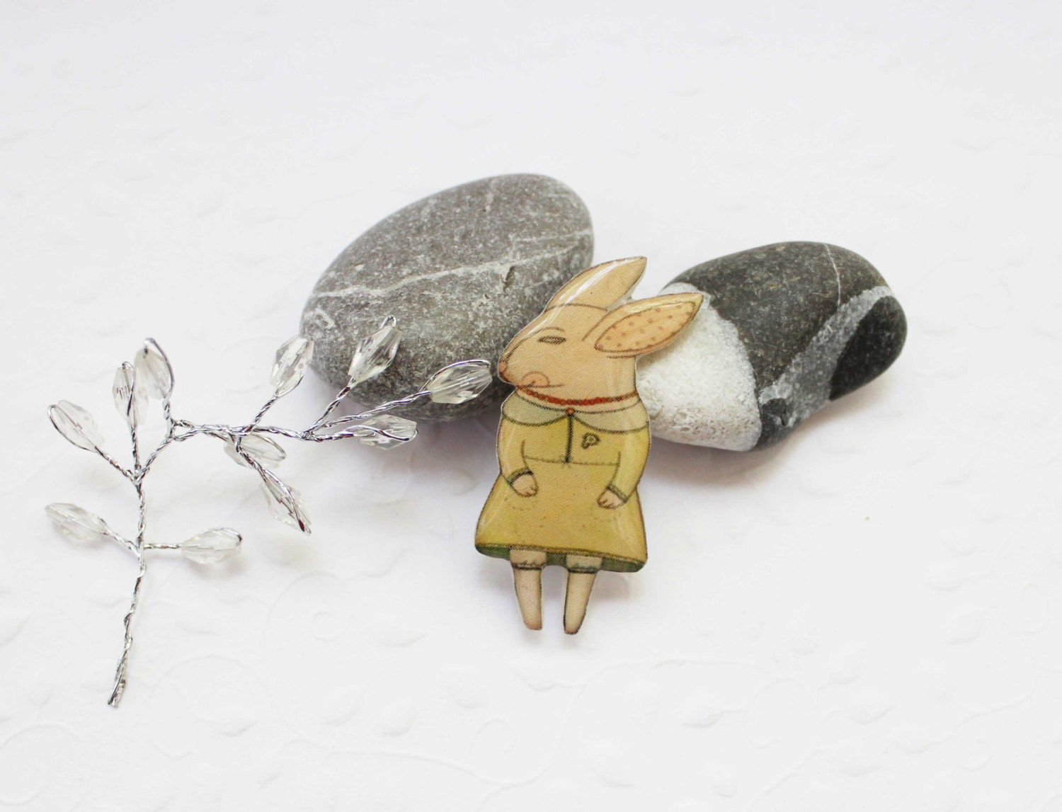Free shipping Brooch -polimer clay brooch, animal pin-Madame Bunny, gift under 25