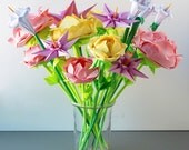 Bouquet of Roses, Lilies and Clematises