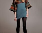 OMBRE voluminous sleeves unique ooak F/W 2013-2014 Alisa Design modern high fashion hand knit ethno women sweater multicolor striped ombre