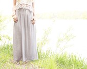 High Waisted Maxi Skirt - long maxi skirt in Grey Jersey. women's maxi skirt, long jersey skirt, bohemian skirt, hippie, hipster
