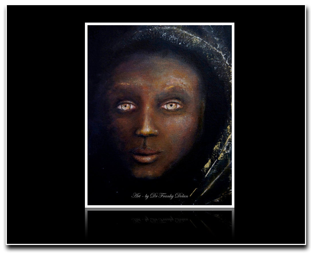 Like A Raven - Canvas Original 19x13 Hand Embellished Painting Print by Award-Winning Fae Factory Steampunk Chic Eco Artist, Dr Franky Dolan