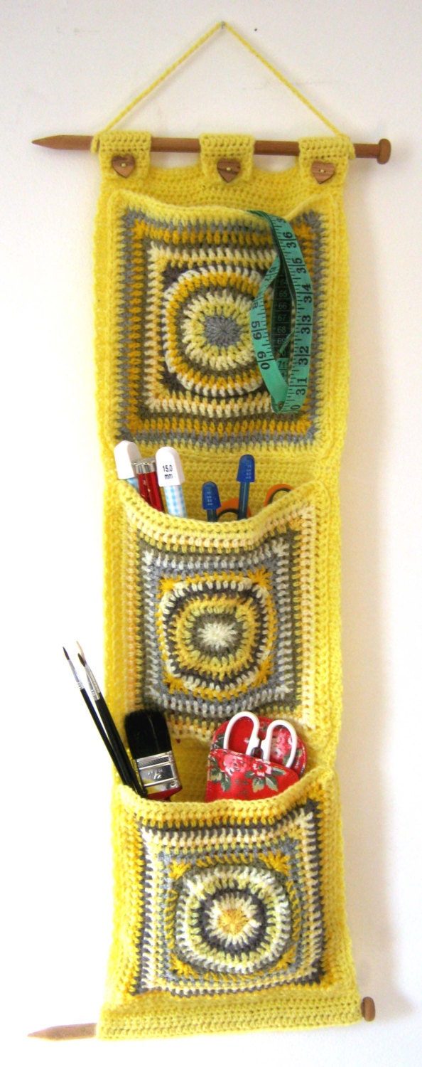 Crochet Pattern for Hanging Wall Pockets for toys or craft storage PDF