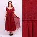 Burgundy Prom Silk Dress / Chiffon and Silk Empire Waist Dress / XS, Petite