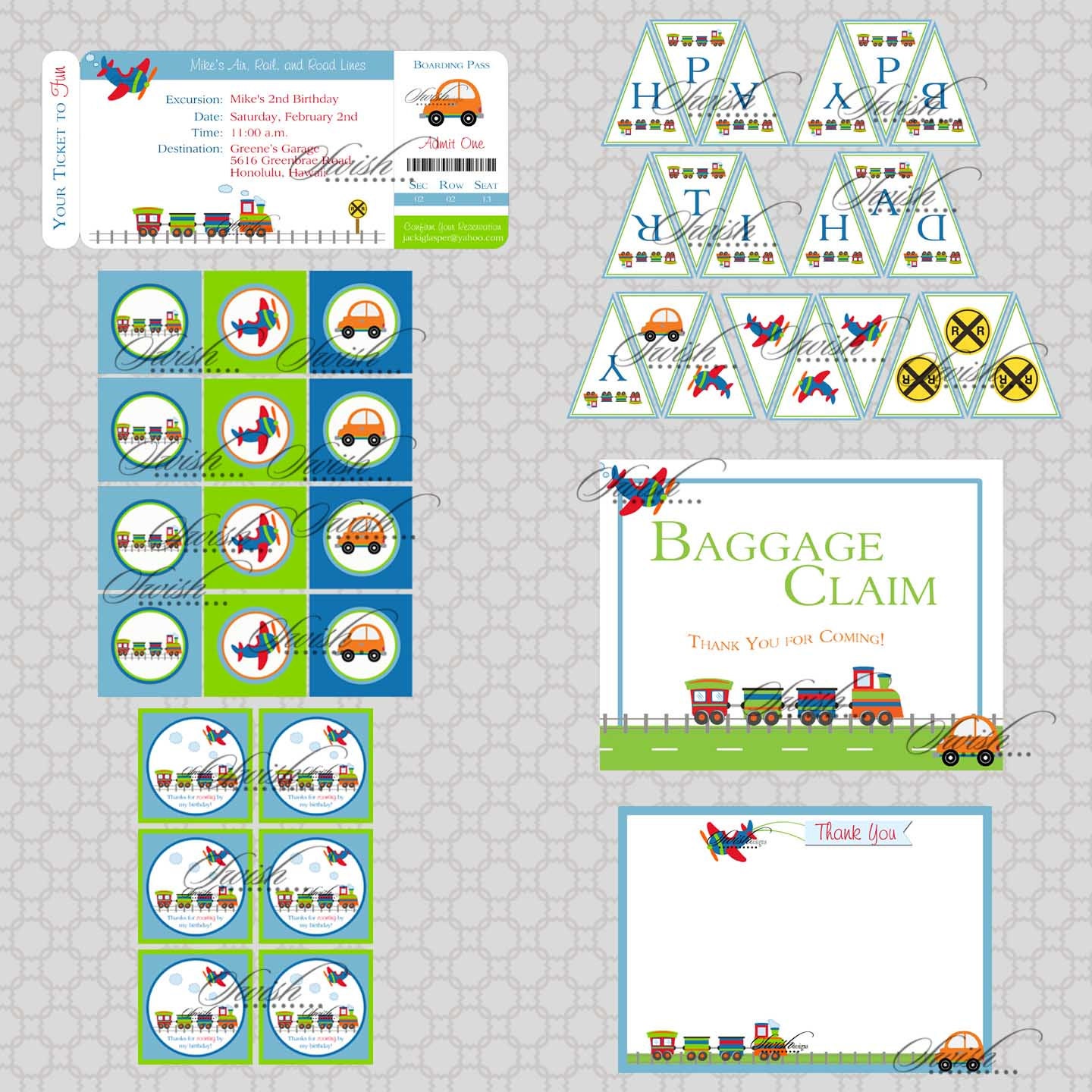 Planes, Trains, and Automobiles Printable Birthday Party - Il_570xn
