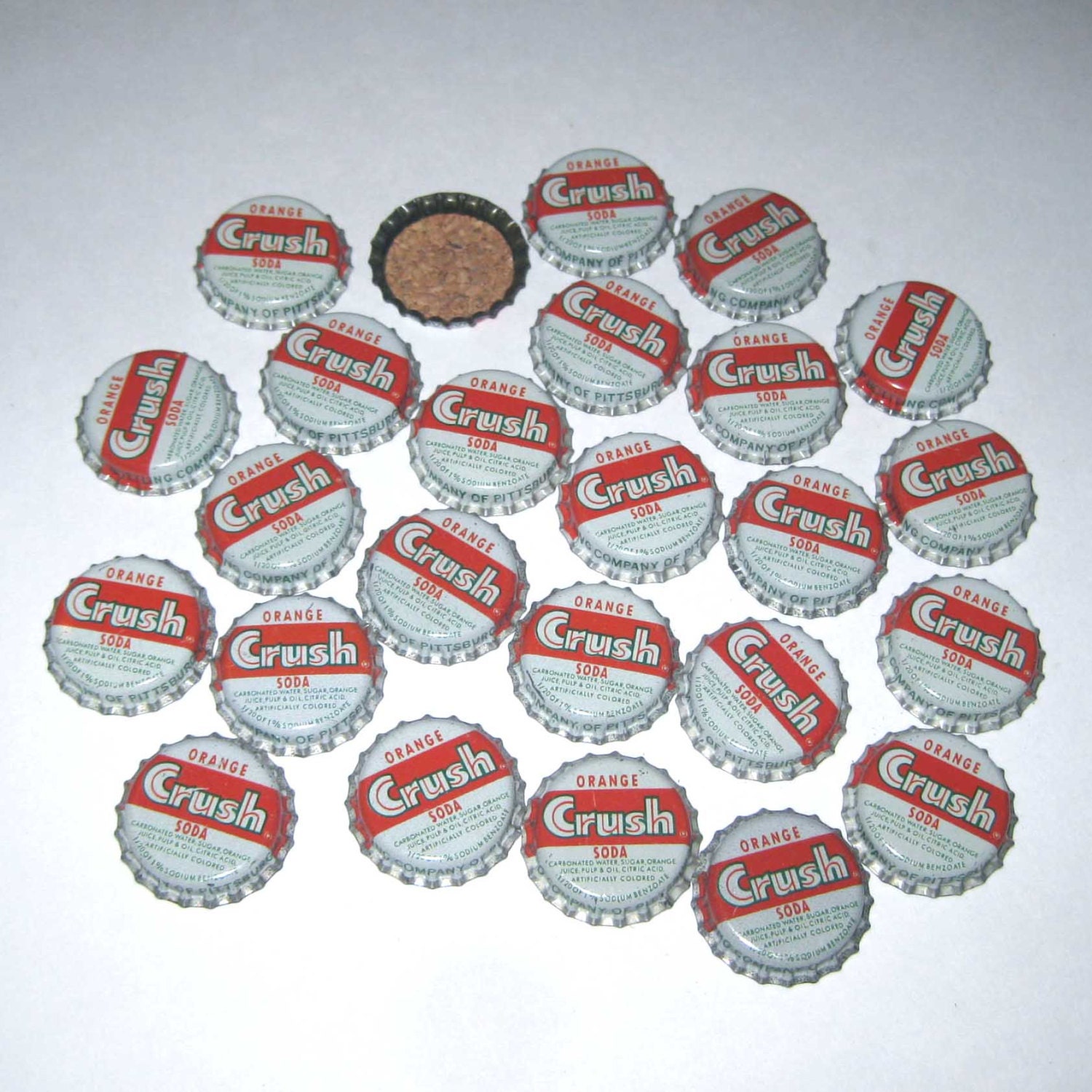 Vintage Bottle Caps with Cork Orange Crush by grandmothersattic