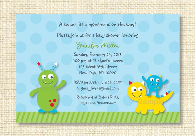 Lil Monster Baby Shower Invitation Printable