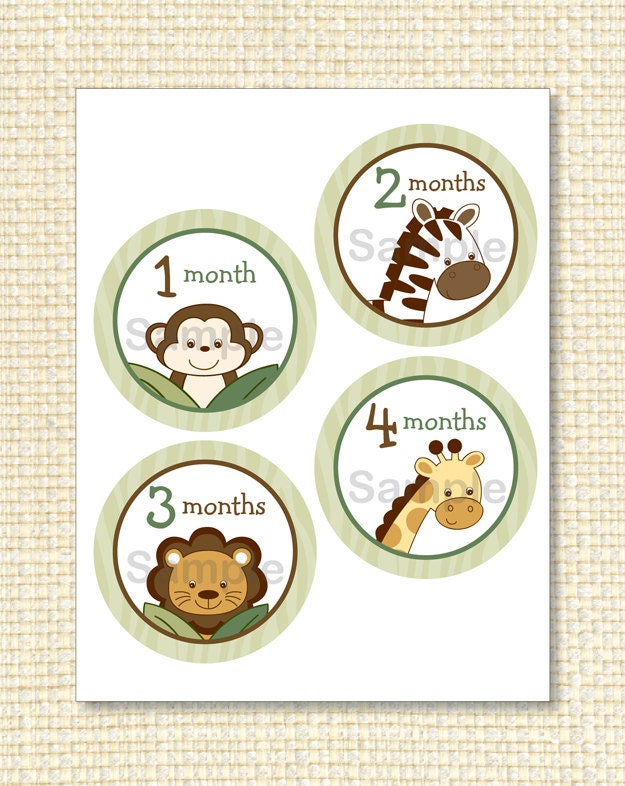 Jungle Animal Monthly Milestone Printable Stickers Il_570xn