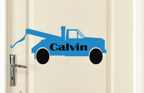 Tow Truck Decal Decor Kids Monogram Bedroom wall by HouseHoldWords