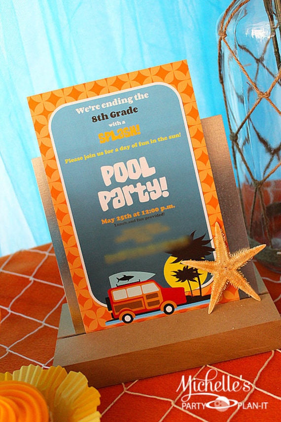 Set of 20 Summer Surfer Beach Theme Birthday Party Invitations Il_570xn