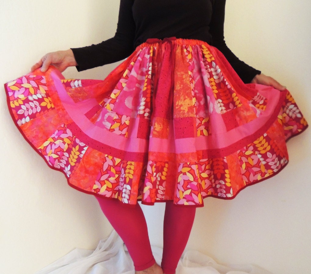 Whimsy Gypsy Full Circle Short Patchwork Skirt - 1000Colors
