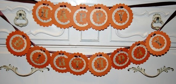 SALE Burnt Orange Vintage Vogue Happy Birthday Party Banner Photo Prop Il_570xn