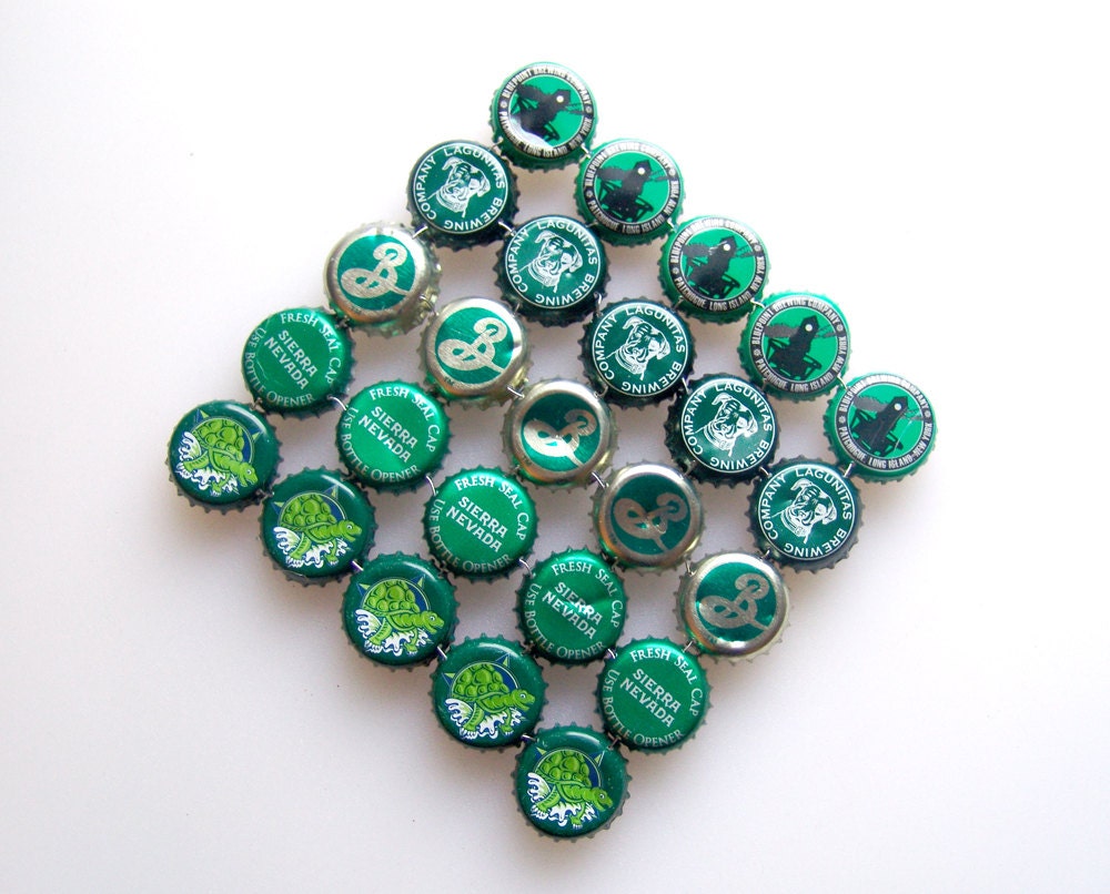 Items similar to Green Craft Beer bottle cap trivet on Etsy