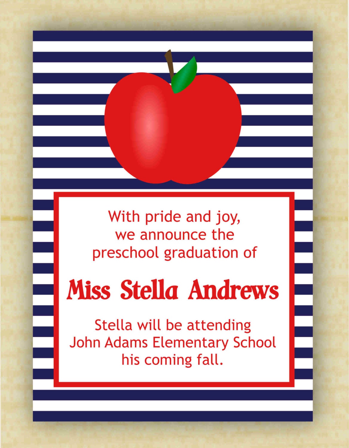 Preschool or Kindergarten graduation announcement (set of 10) Il_570xn
