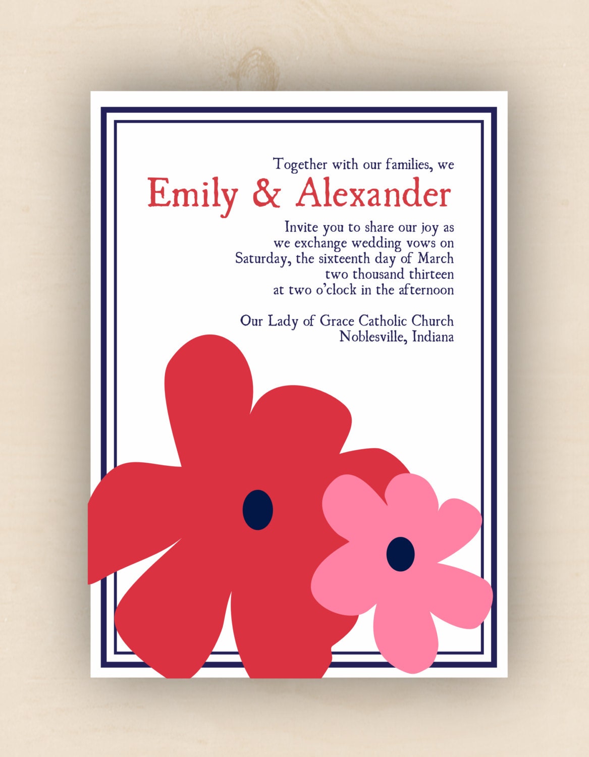 Colorful Flower Wedding Invitation (digital image) Il_570xn