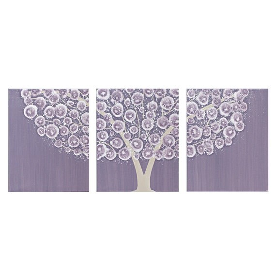 Large Nursery Wall Art Purple Tree Painting on by Amborela