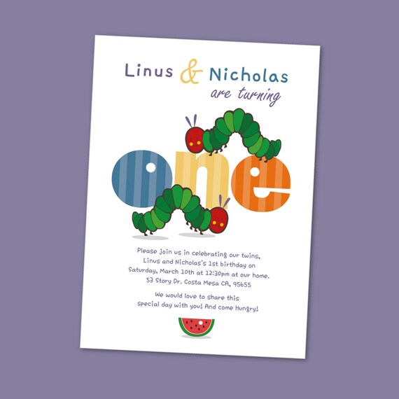 Custom 'A Very Hungry Caterpillar' 5x7 Invitation Il_570xn