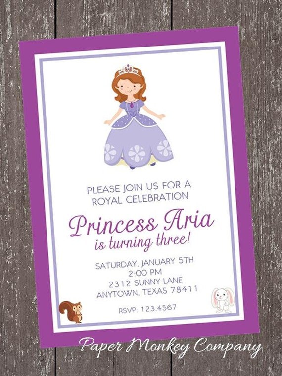 Sofia the First Birthday Invitation Il_570xn