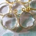 Shop Sale.. ROCK CRYSTAL Quartz Gemstone Connectors Pendants - Bezel Set, 24k Gold Vermeil, Luxe AAA, Matched Pair, 18x15 mm, Clear wvp12