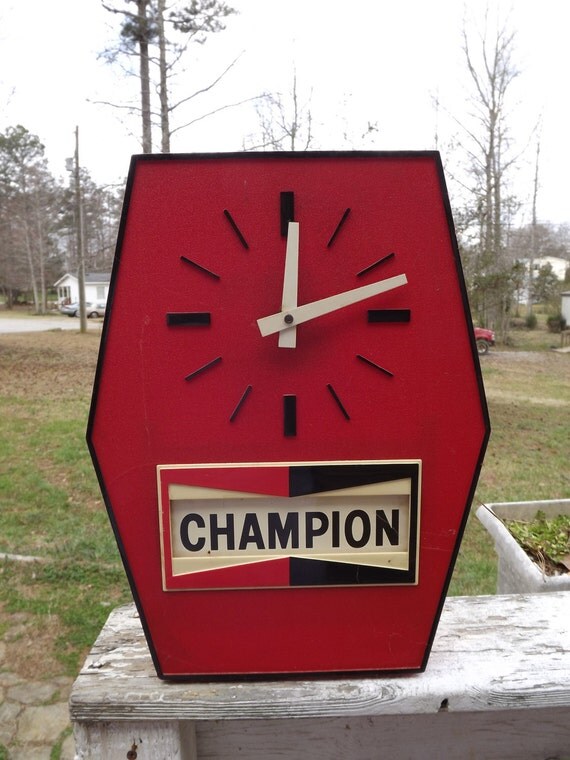 Vintage Advertising Clock Champion Spark Plug by WildAboutVintage