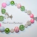 RESERVED for Erin K - Girls Sparkle Pink Green Chunky Necklace