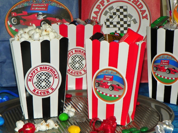 Kids Race Car Themed Party Mini Popcorn Boxes By ReadySetCreate