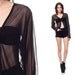 Sheer Mesh Top 90s Black Blouse Jacket Long Sleeve 1990s Deep V Neck Button Shirt see through Vintage Clueless Grunge retro Small Medium