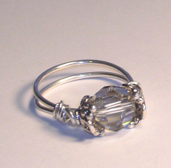 Items similar to Ring, Crystal Silver Swarovski Jewelry, Sterling