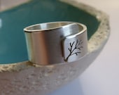Adjustable tree ring, Sterling silver ring, wide band ring, metalwork jewelry - Mirma