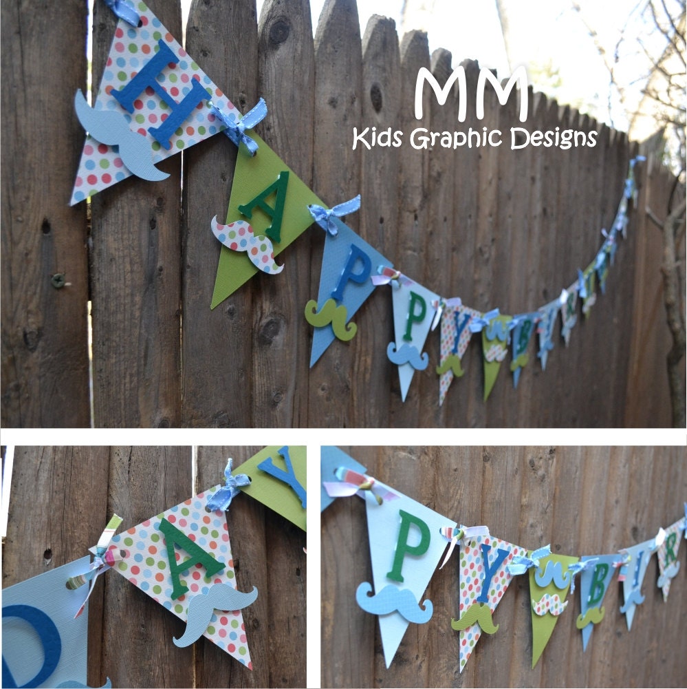 Mustache Happy Birthday Banner Il_570xn