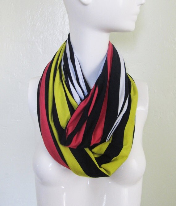 Double Layered Red Black Yellow and White Striped by