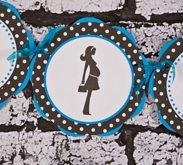 Baby Shower Decorations - It's a Boy BABY SHOWER Banner - Aqua Blue & Black Polka Dot Baby Shower Decorations - Ready to Pop Shower Il_570xn