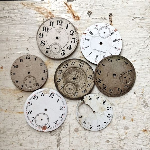 Set of 7 Porcelain Enamel Pocket Watch Faces