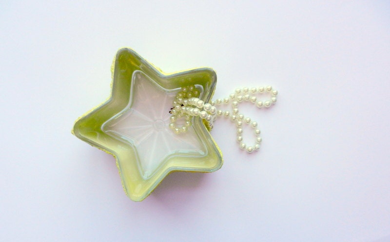 Yellow Star Candy dish / yellow stained concrete bowl / glass and concrete art / yellow Home Decor / star dish