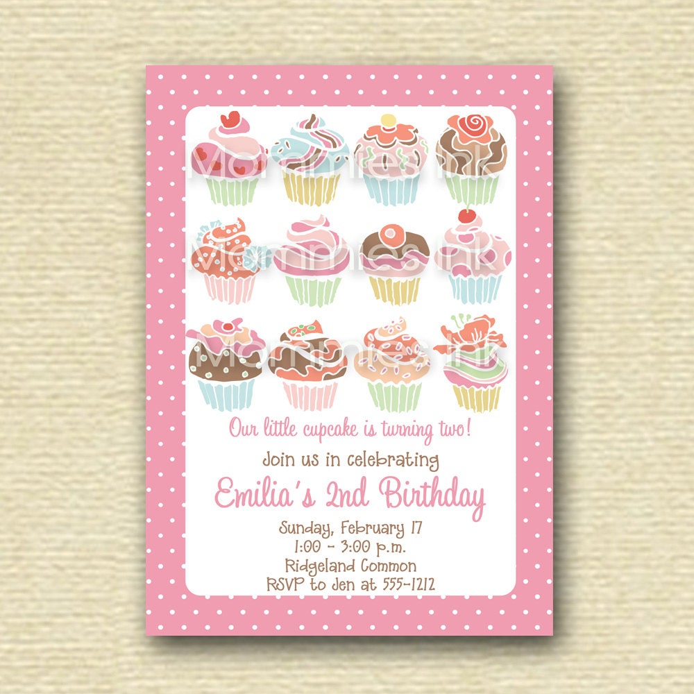 Sweet Celebration Cupcakes Birthday Invitation - PRINTABLE INVITATION DESIGN Il_570xn