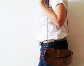 Brown leather purse,  across body , hand bag - Smadars