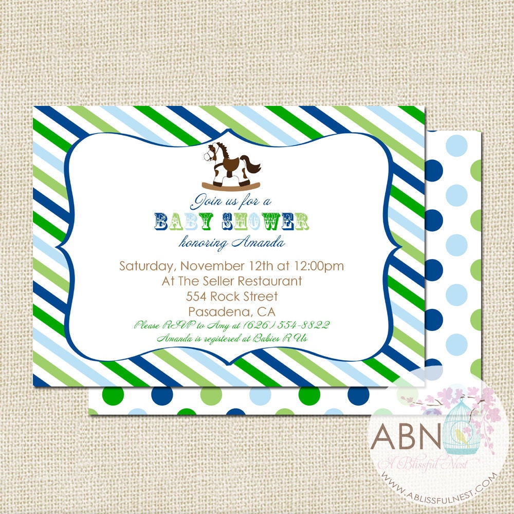 Baby Shower Invitation - Rocking Horse - DIY PRINTABLE - By A Blissful Nest Il_570xn