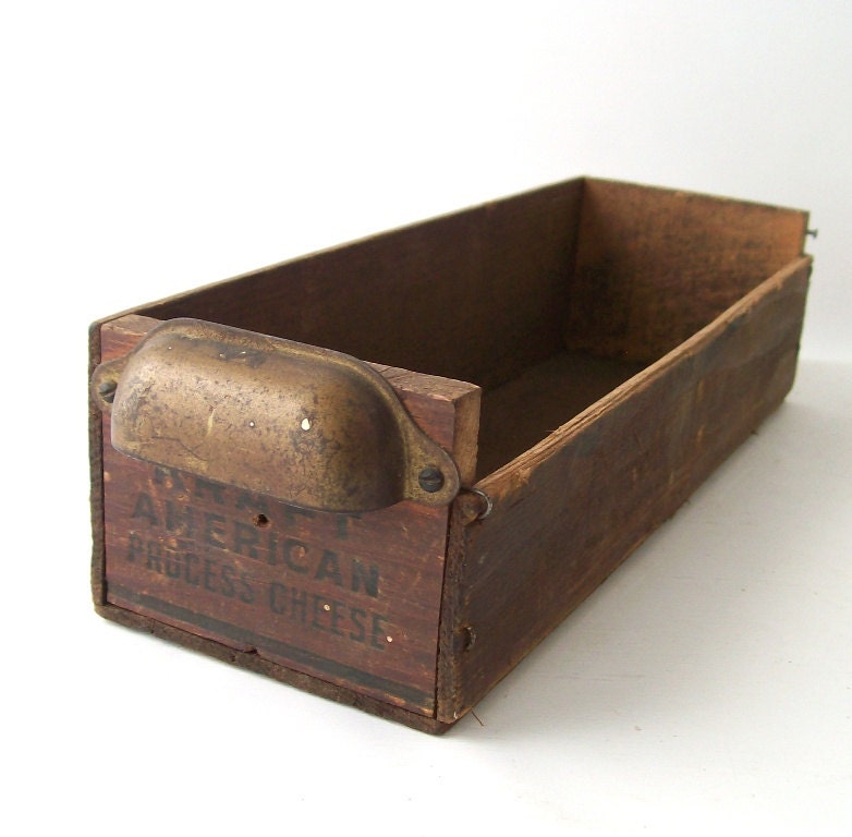 vintage storage drawer bin wood box hardware by RecycleBuyVintage