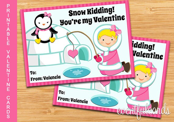 Eskimo Girl Printable Valentines Day Cards for Kids Il_570xn